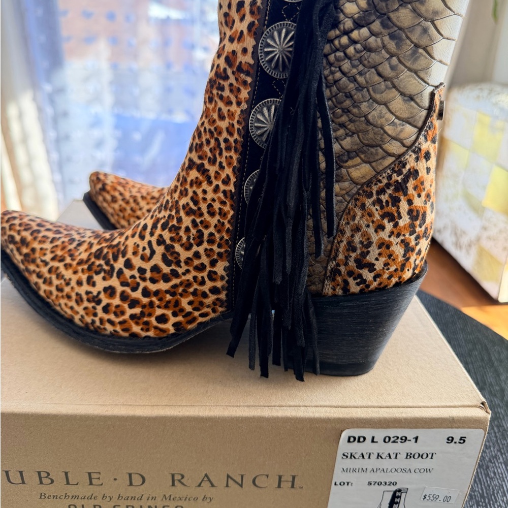 Double D Ranch Leopard and Snakeskin Heeled Boots “Skat Kat Boot”